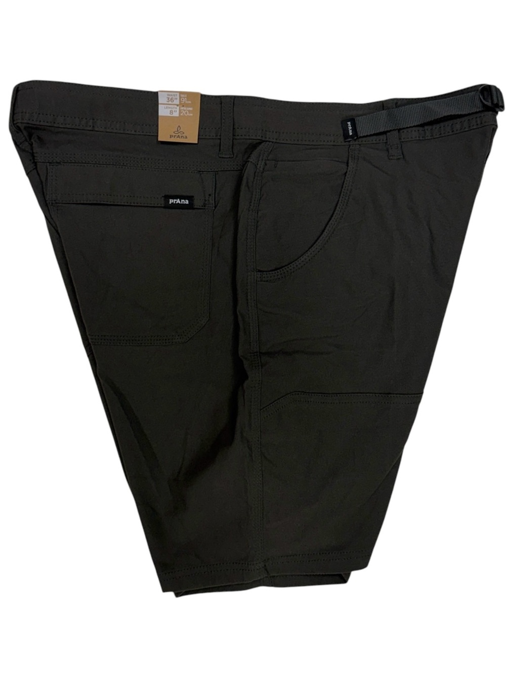 Prana Stretch Zion Short II Men 36 Grey 8” Cargo Trail Belted Outdoor Hiking NEW - Picture 6 of 14